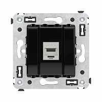 Компьютерная розетка RJ-45 без шторки в стену, кат.6 одинарная экранированная, Avanti, Черный квадрат | код 4402793 | DKC