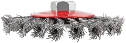 Корщетка-колесо с наклоном, гайка М14, стальная витая проволока 115 мм, блистер | код 39088 | FIT фото 5