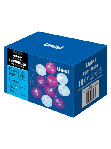 Гирлянда LED "Клубки" ULD-S0200-010/STB/2AA WHITE IP20 TANGLES на батарейках 2AA (не в/к) 2м 10 диодов бел. свет Uniel UL-00007341 Гирлянда LED "Клубки" ULD-S0200-010/STB/2AA WHITE IP20 TANGLES на батарейках 2AA (не в/к) 2м 10 диодов бел. свет Uniel UL-00007341