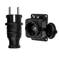 Набор розетка стационарная + вилка 16 А, IP54 каучук REXANT | код 111-001-111 | REXANT