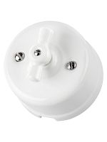 Выключатель фарфоровый поворотный проходной с ручкой (бантик) 10А белый «Болонь» TDM | код SQ1820-0011 | TDM