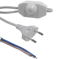 Шнур сетевой 2-х полюсный с диммером RUICHI, вилка прямая CEE7/16 - без оконцевания, 2 м, 2x0.75 мм2, белый | код 112954 | Ruichi