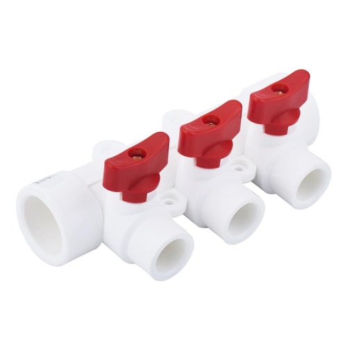 Коллектор PPR 32х20/4 с красн. шаровым краном бел. | код 28206 | RTP