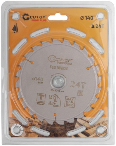 Диск пильный по дереву с тефлоновым покрытием 24Т, Profi plus, 140x1,2/1,8x20/16/12 мм | код 75-14024Т | FIT фото 2