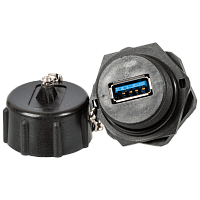 Индустриальный соединительный модуль USB 3.0, IP68, с крышкой | код LAN-OK-USB30/180-WP | LANMASTER
