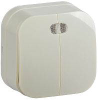 Выключатель 2-клавишный для открытой установки с индикацией ВС20-2-1-ХК 10А GLORY кремовый | код EVH21-K33-10 | IEK