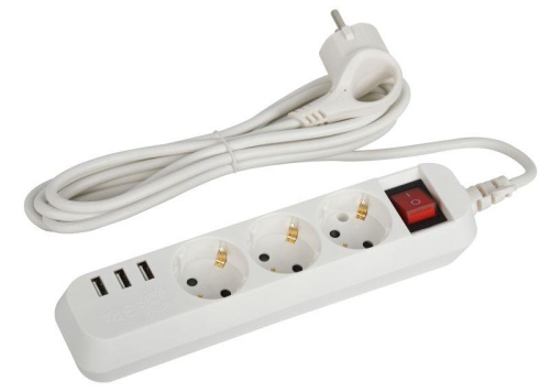 Удлинитель электрический U-3es-1.5m-USB с заземлением с выключателем 3 розетки+3xUSBA 1.5м 10А | код. Б0052900 | Эра Удлинитель электрический U-3es-1.5m-USB с заземлением с выключателем 3 розетки+3xUSBA 1.5м 10А | код. Б0052900 | Эра