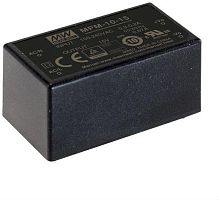 Источник питания AC-DC, 10Вт, вход 80...264В AC 47...440 Гц, выход 15В/0.67А, изоляция 4000В AC, в кожухе 45.7х25.4х21.5мм, -40...+85C | код MPM-10-15 | MeanWell