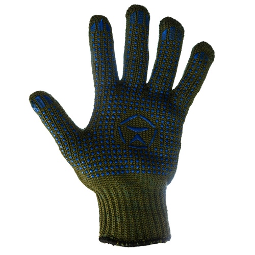 Перчатки х/б Олива с нанесением Точка 5 нитей, 66-68 г | код 09-0245 | REXANT Перчатки х/б Олива с нанесением Точка 5 нитей, 66-68 г | код 09-0245 | REXANT