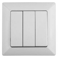 Выключатель Intro Solo 4-106-01 трехклавишный 10А-250В, IP20, СУ, белый | код Б0053601 | ЭРА