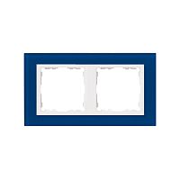 Рамка на 2 поста, S82N, синий - белый (стекло) | код 82627-64 | Simon