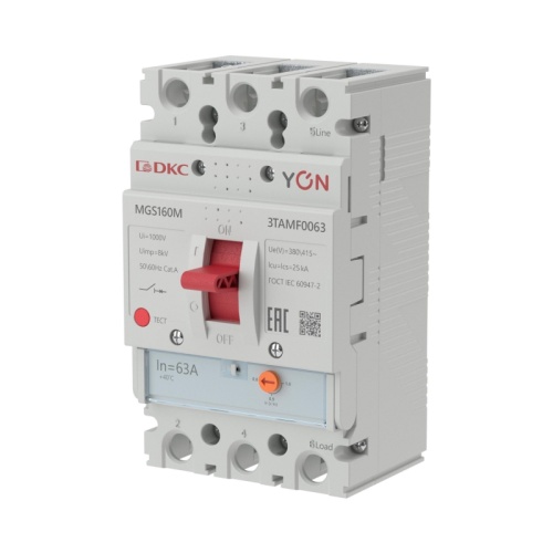 Авт. выкл. YON MGS160 3P 50,4-63A 25kA | код MGS160M-3TAMF0063 | DKC