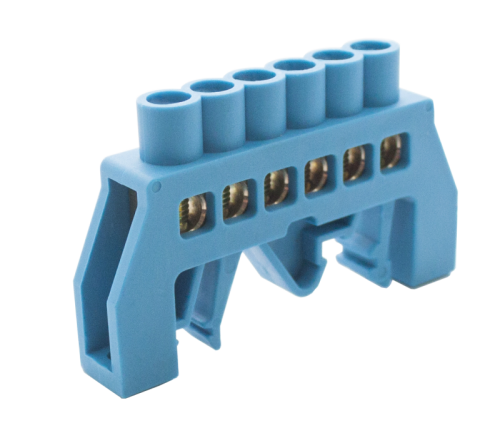 Шинки нулевые латунные универсальные ШНИ 6х9мм 6 отв. цвет синий | код DBN-16-06N | Engard Шинки нулевые латунные универсальные ШНИ 6х9мм 6 отв. цвет синий | код DBN-16-06N | Engard