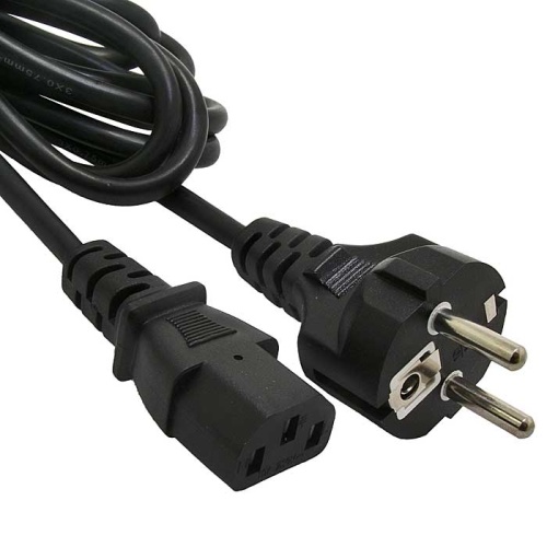 Сетевой шнур RUICHI SCZ, вилка прямая CEE7/7 - гнездо прямое IEC C13, 3 м, 3х0.75 мм2 | код 79911 | Ruichi