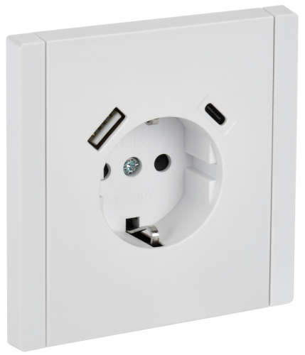 FORTE&PIANO Роз. з/к/ш в/к 16А USB A+C 18Вт FP247 бел. IEK | код FP-R14-16-U22-018-K01 | IEK