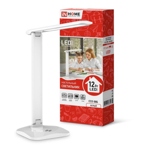 Светильник настольный светодиодный ССО 08Б 12Вт 3000-6500К 600лм сенсор-диммер с адаптером бел.