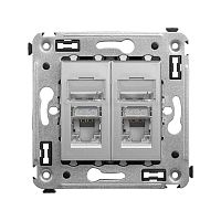Компьютерная розетка RJ-45 в стену, кат.5e двойная экранированная, Avanti, Закаленная сталь | код 4404364 | DKC
