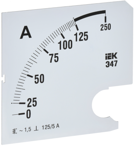 Шкала смен. для амперметра Э47 125/5А-1,5 96х96мм IEK | код IPA20D-SC-0125 | IEK