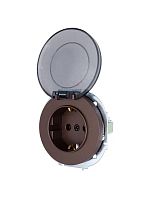 Розетка 1-м СП OSEN с заземл. с крышкой ПБТ механизм шоколад LEZARD 743-7388-123B