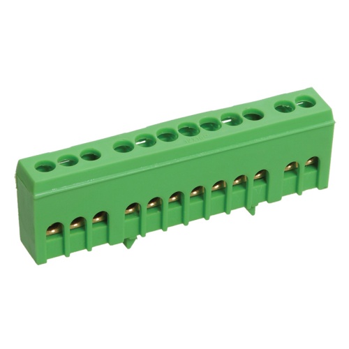 Шина PE земля в корпусном зеленом изоляторе на DIN-рейку 6x9 мм 12 групп REXANT | код 11-2322 | REXANT Шина PE земля в корпусном зеленом изоляторе на DIN-рейку 6x9 мм 12 групп REXANT | код 11-2322 | REXANT