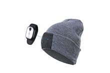 Шапка с фонариком 215х205х5 сер. 3 режима свечения+функция SOS Космос KOCHat2_grey