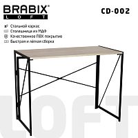 Стол на металлокаркасе BRABIX LOFT CD-002, 1000х500х750 мм, складной, цвет дуб натуральный | код 641214 | BRABIX