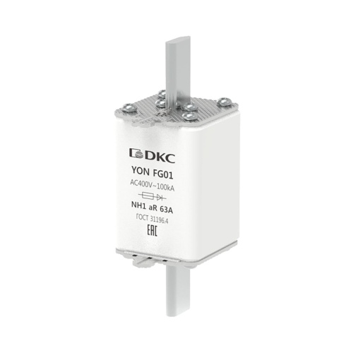 Предохранитель YON ножевого типа FG1 63А 400V характеристика aR | код 1FG01-0063-400V-AR | DKC