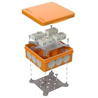 Коробка огнестойкая разветвительная для о/п двухкомпонентная 60-0303-FR6.0-4-8-Р Е15-Е60 RAL2004 100х100х40 (16 шт/кор) Промрукав | код 60-0303-FR6.0-4-8-Р | ПРОМРУКАВ
