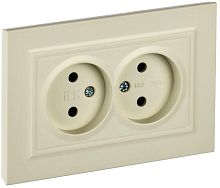 Розетка 2-м СП BRITE РС12-2-БрКр 10А в сборе без заземл. без защ. шторок беж. | код BR-R20-10-K10-F | IEK