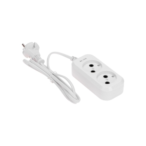 Удлинитель 2 гнезда, 1,5м, 2х0,75мм?, б/з, белый PROconnect | код 13-4200 | PROCONNECT