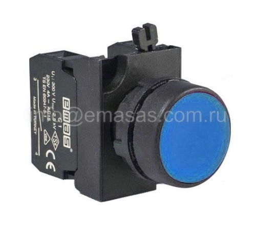 Кнопка нажимная круглая синяя CP102DМ (1НО+1НЗ) | код CP102DM | EMAS Кнопка нажимная круглая синяя CP102DМ (1НО+1НЗ) | код CP102DM | EMAS