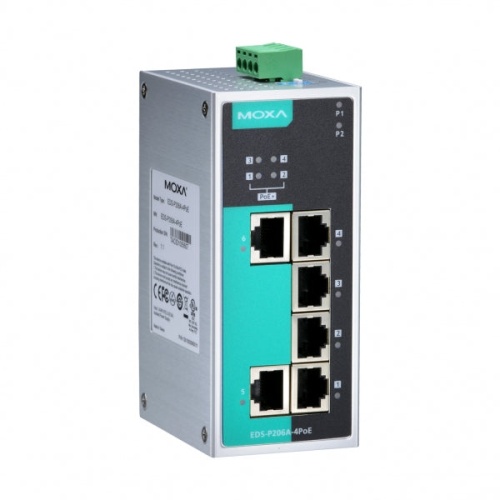 Коммутатор EDS-P206A-4PoE-T Ethernet Switch 2 x 10/100BaseTx ports, 4 x PoE, t:-40/+75 | код 00-06049519 | MOXA