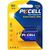 Солевой элемент питания PKCELL 6F22-1B тип - 9V(Крона) 1 шт в блистере | код 6F22-1B | PKCELL