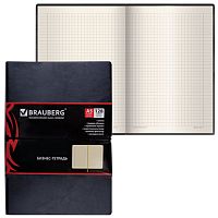 Блокнот А5 (148х218 мм), BRAUBERG Black Jack, 128 л., гладкий кожзам, резинка, клетка, черный, 125240 | код 125240 | BRAUBERG