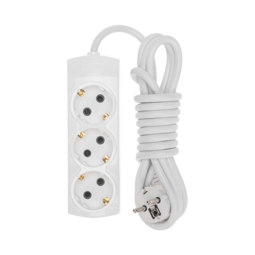 Удлинитель PREMIUM 3 гнезда, 3м, 3х1,5мм?, с/з, белый REXANT | код 13-4101 | REXANT