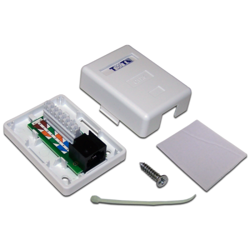 Настенная розетка, 1 порт RJ-45 категории 6, UTP, белая | код TWT-SM1-45/6-WH | TWT