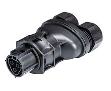 Сплиттер, розеточный разъем на кабель диам. 6-10 мм, IP68(69k), 3 полюса, винтовая фиксация провода, номинальные характеристики: 250/400V, 20A, цвет: черный, серия RST Classic | код 96.031.4253.1 | Wieland