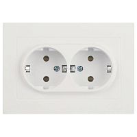 Розетка 2-м СП Accent 6-205-01М 16А IP20 250В 2P+E Schuko AL/CU бел. матов. Intro Б0063487