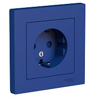 ATLASDESIGN РОЗЕТКА с заземлением со шторками, 16А, в сборе, АКВАМАРИН | код ATN001144 | Systeme Electric