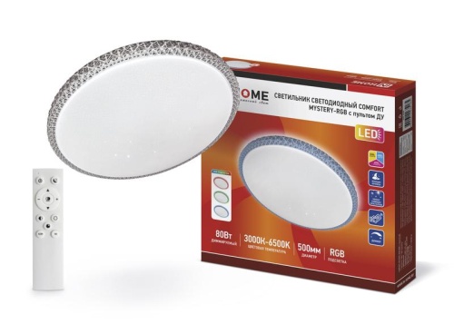 Светильник светодиодный COMFORT MYSTERY-RGB 80Вт 230В 3000-6500К 6000лм 500х80мм с пультом ДУ | код 4690612035185 | IN HOME