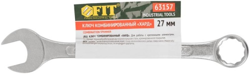 Ключ комбинированный ''Хард'', хромированное покрытие 27 мм | код 63157 | FIT фото 3 Ключ комбинированный ''Хард'', хромированное покрытие 27 мм | код 63157 | FIT фото 3