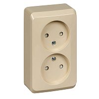 Розетка двухместная ETUDE, открытый монтаж, со шторками, кремовый | код. PA16-006K | Schneider Electric