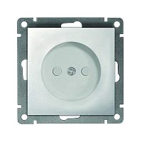 Розетка одноместная UNIVersal серия Афина б/з, с/у, з/ш, 16А, 220В, серебро (еврослот), механизм | код A0047-S | Universal