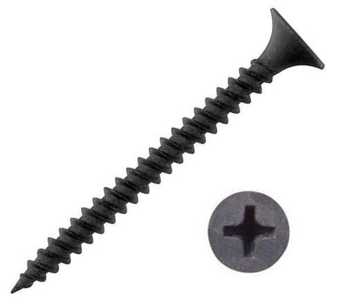 Саморез гипсокартон/металл 3,5х32 черный (500шт) | код 6831782-500 | ЭТМ