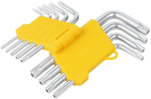 Ключ "звездочки" Т10-Т50 с отверст. в пластик. держателе CrV сталь (уп.9шт) FIT 64023 фото 5