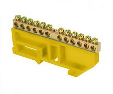 Шина “N” нулевая с изолятором на DIN-рейку 6*9 мм стойка бол 12групп желтый (ANDELI) | код ADL16-298 | ANDELI