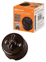 Выключатель фарфоровый поворотный 2-кл. с ручкой (бантик) 10А коричневый «Болонь» TDM | код SQ1820-0413 | TDM