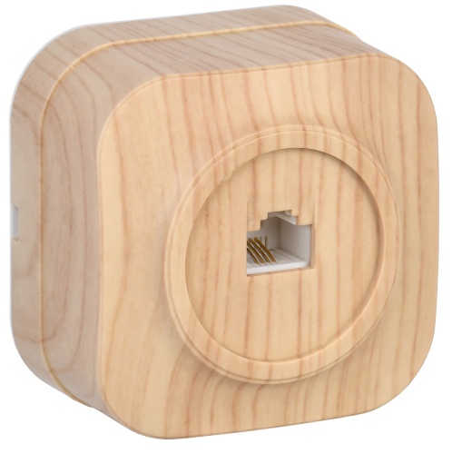 Розетка одноместная для открытой установки телефонная РТ20-ХС GLORY сосна | код ETH10-K34 | IEK Розетка одноместная для открытой установки телефонная РТ20-ХС GLORY сосна | код ETH10-K34 | IEK