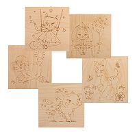 Доски для выжигания REXANT, Малыши зверята , 150х150 мм, 5 шт., пакет | код 12-0933 | REXANT