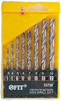 Набор сверл по металлу HSS полированных, 8 шт (3-4-5-6-7-8-9-10 мм) | код 33798 | FIT